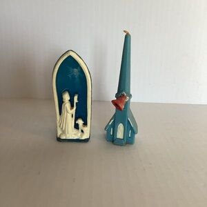 Rare vintage Gurley Christmas Glow Candle Shepherd w/ glowing angel unlit